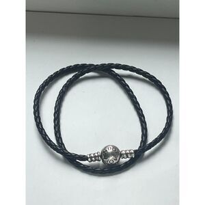 Pandora Moments Double Black Leather Bracelet